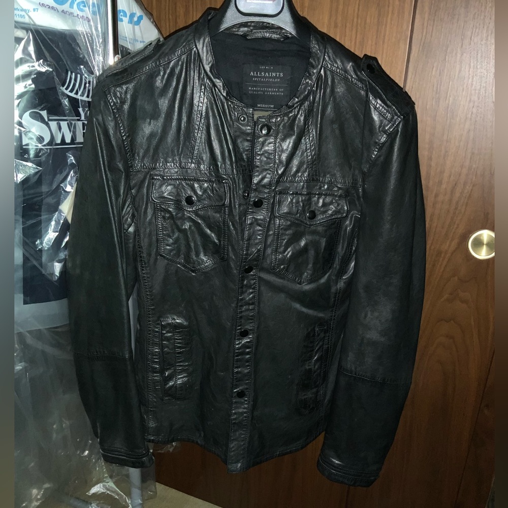 All Saints authentic black leather shacket